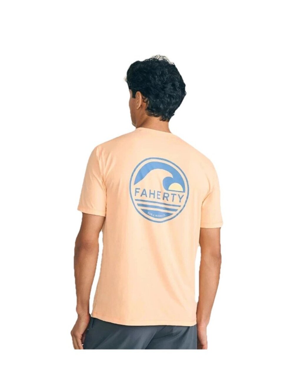 Faherty Shorelite Performance Tech Tee Men's Medium Passion Peach UPF 50